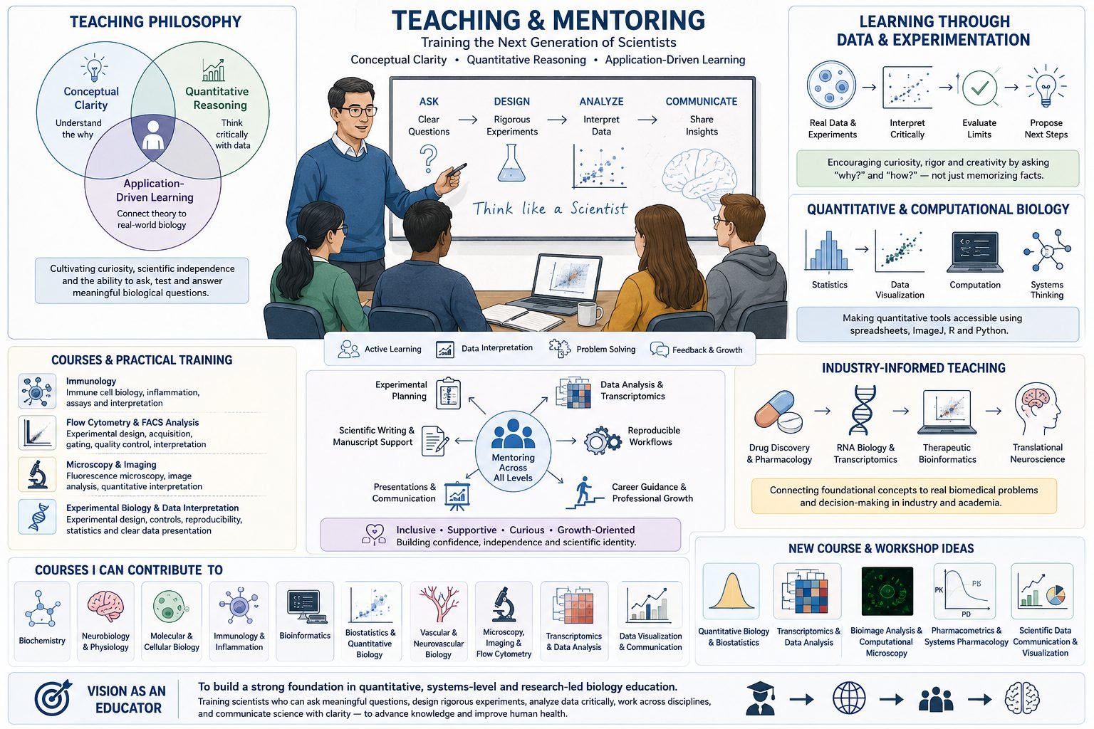Teaching and mentoring across immunology, imaging, flow cytometry and transcriptomics.